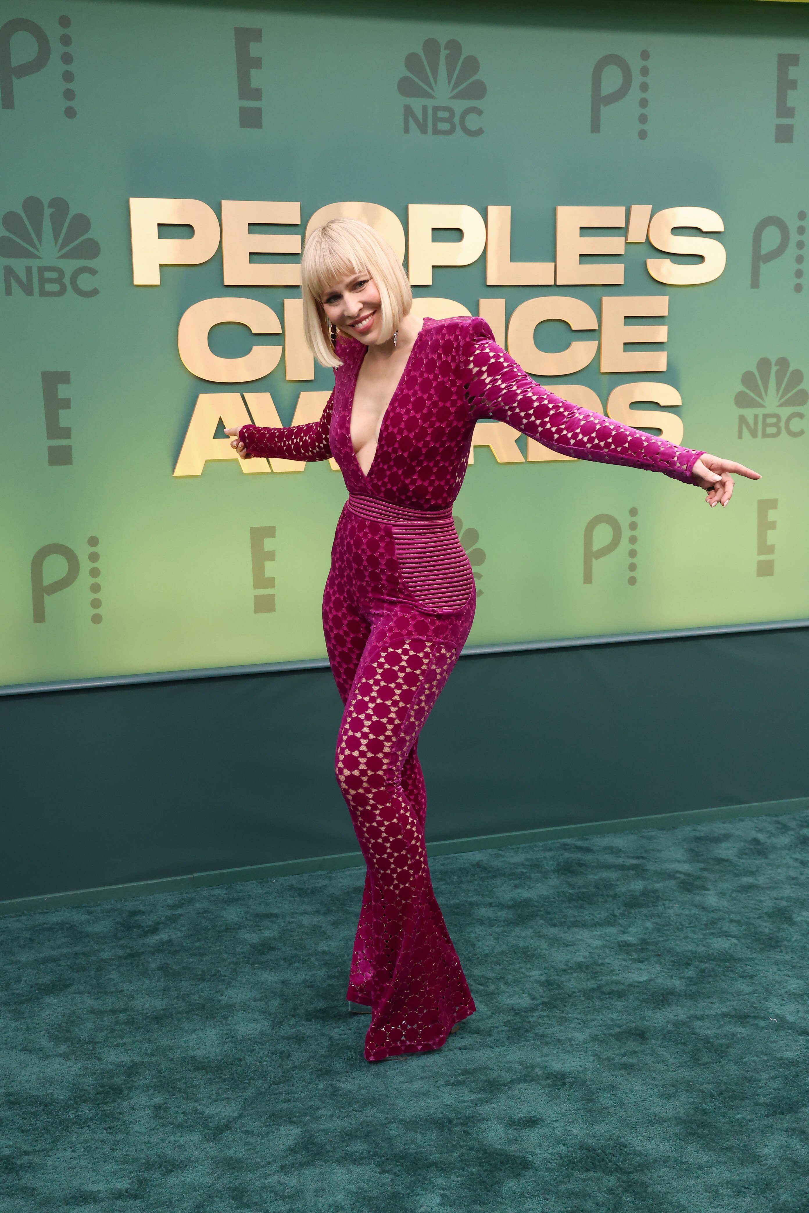 Natasha Bedingfield wearing a full length pink bodice on the red carpet