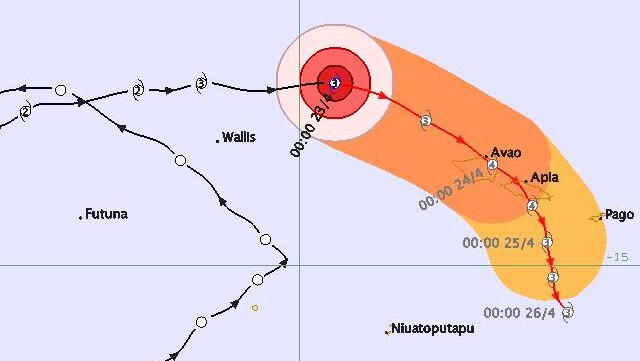 Track of Cyclone Amos across Samoa