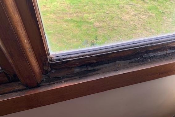Rotted window sills.