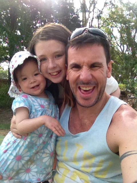 Reece Anderson with his daughters Eden and Belle