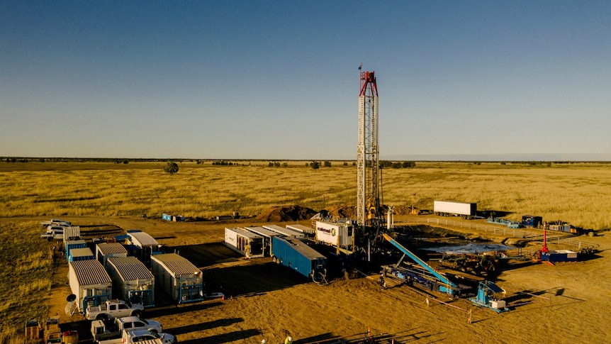 A drill rig in a field near Moonie, southern Queensland.