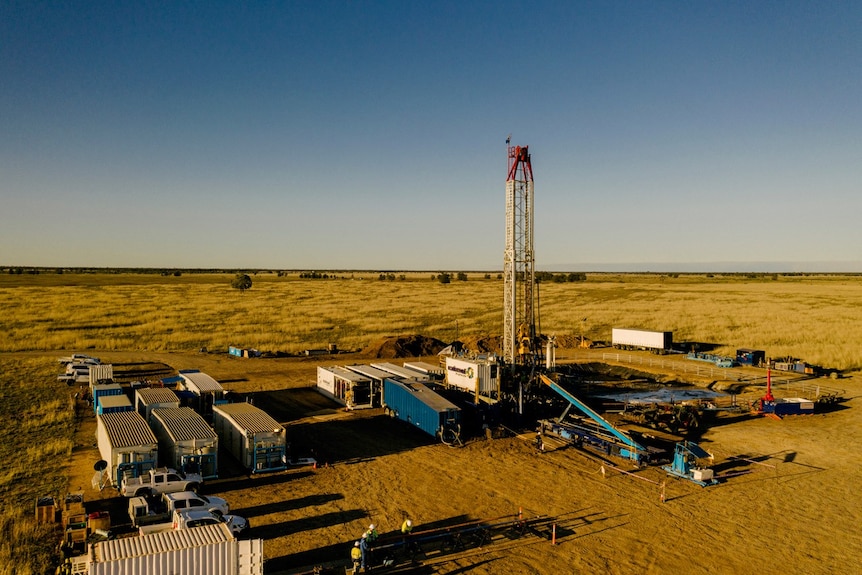 A drill rig in a field.