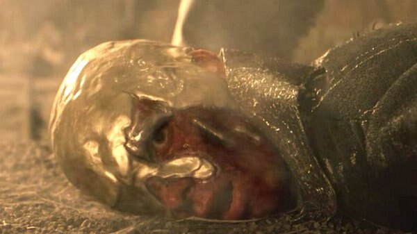 A man dies after being covered in molten gold in a scene from a fantasy tv show