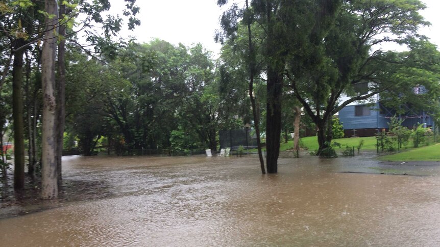Flooded suburban Murwillumbah.