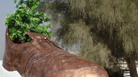 Bronze shoe sculpture in Tikrit, Iraq