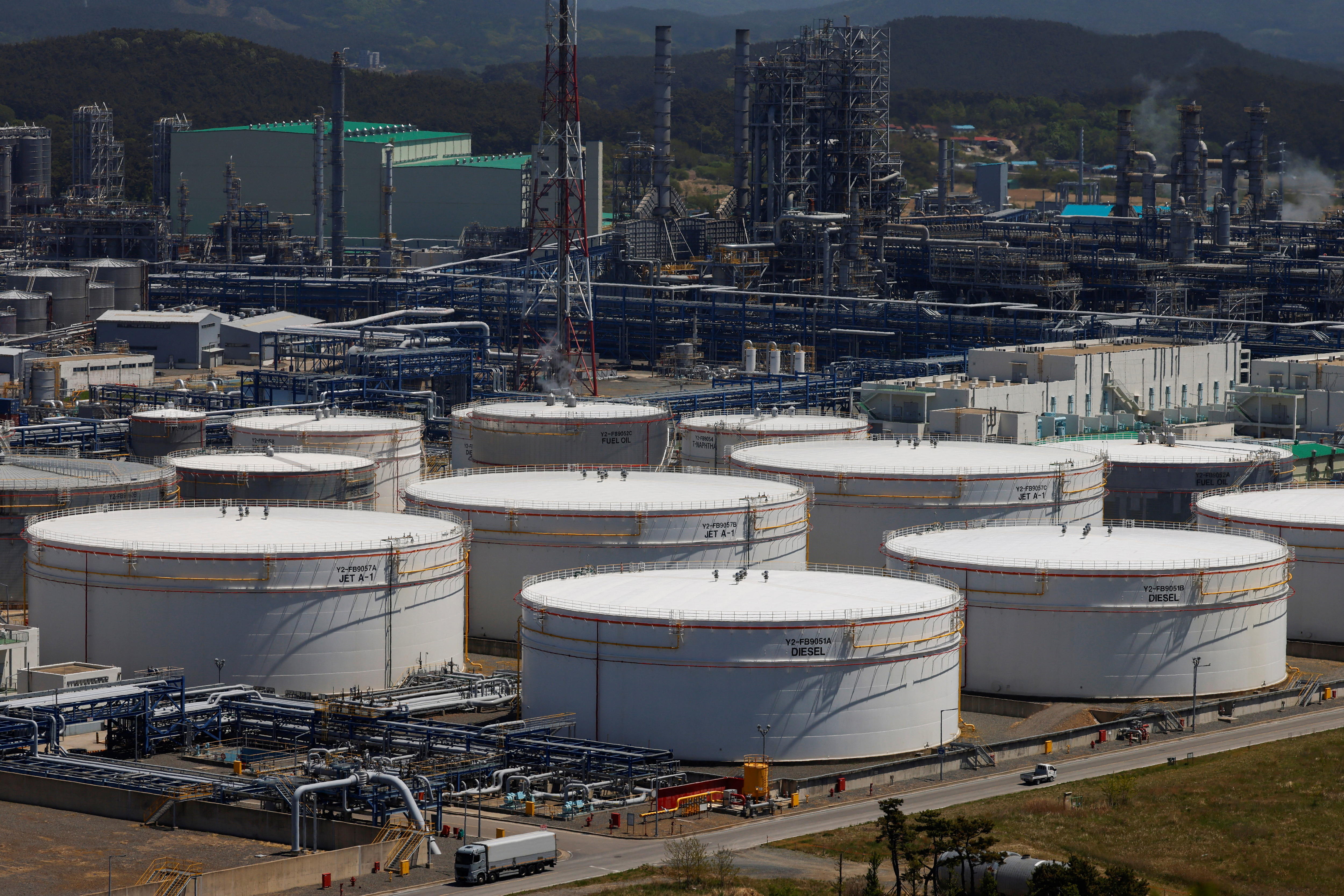 big storage tanks.