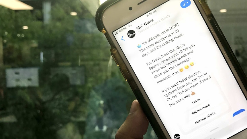 phone showing facebook messenger with ABC News