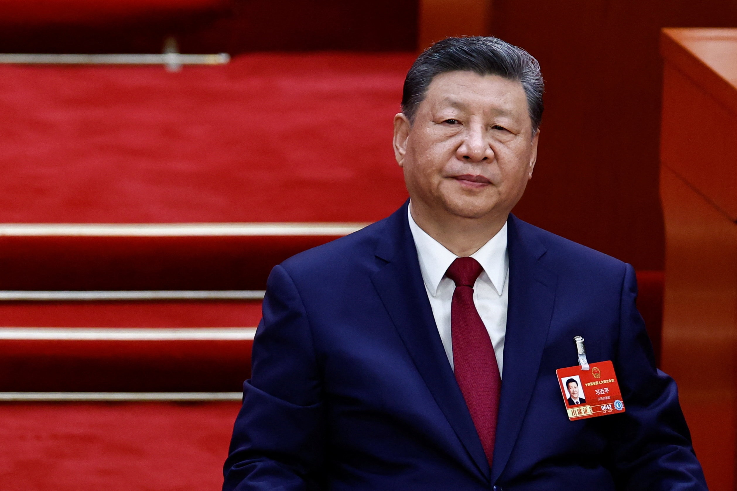 Xi Jinping on a red carpet.