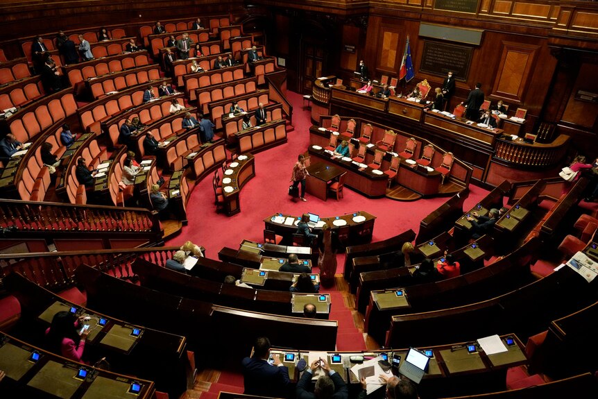 A view of Senate, before voting at a decree on various economics matters, in Rome.