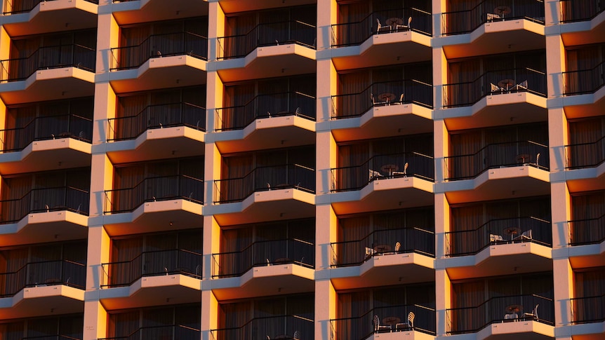 Balconies of a high-rise apartment building.
