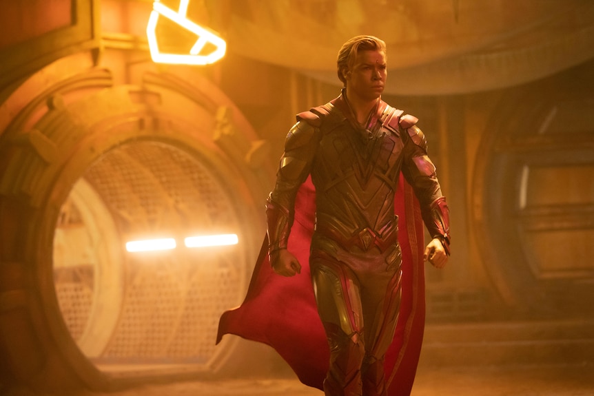 Actor Will Poulter struts in a red cape and iron suit for new Marvel film.