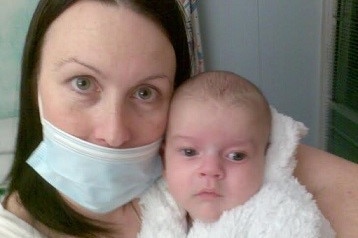 Harrison with his mum Tracey before going through a bone marrow transplant.