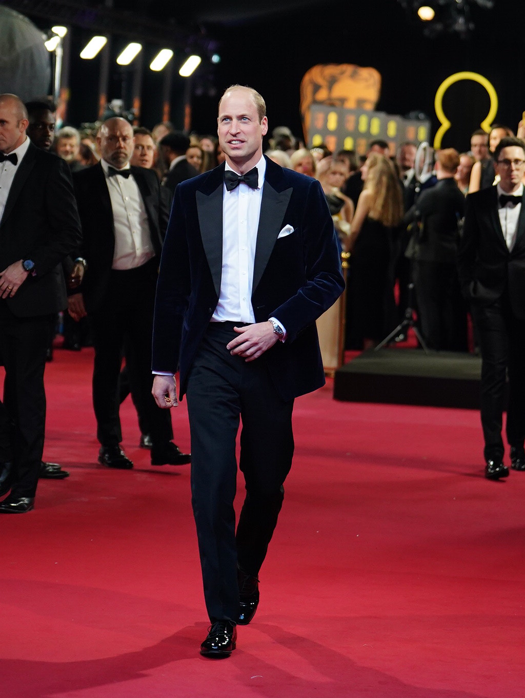 Prince William in a black suit on the red carpet