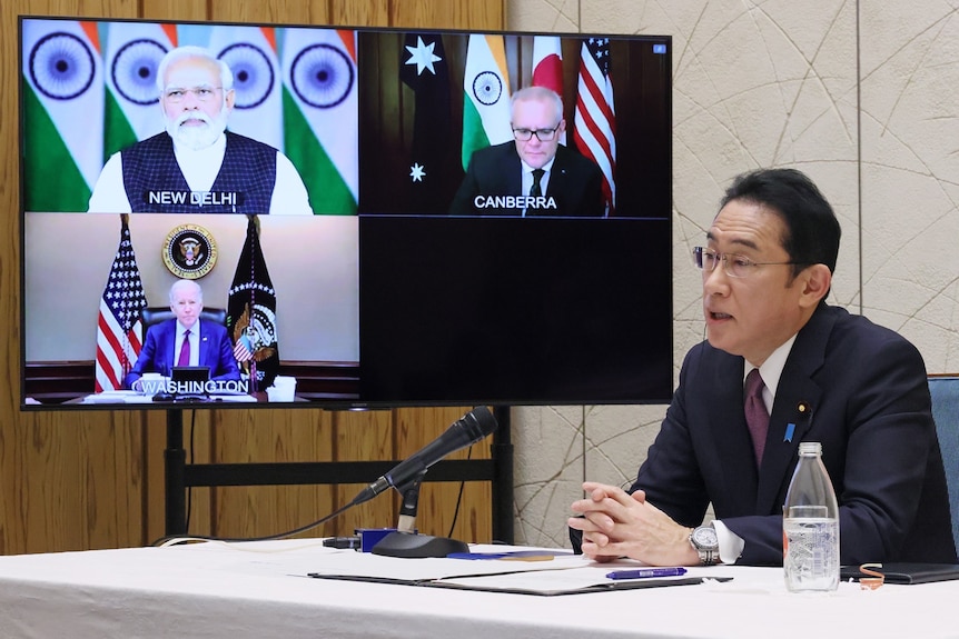 Leaders of Japan, US, India and Australia speak virtually.