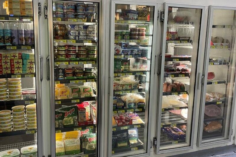 The refrigerated section of the Pukatja supermarket.