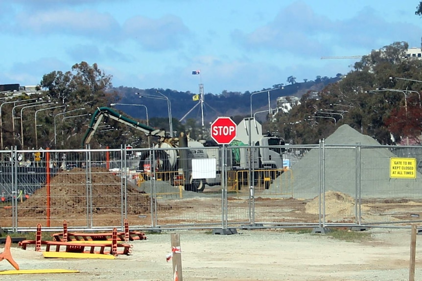 Light rail construction on Northbourne Ave, September 2017.