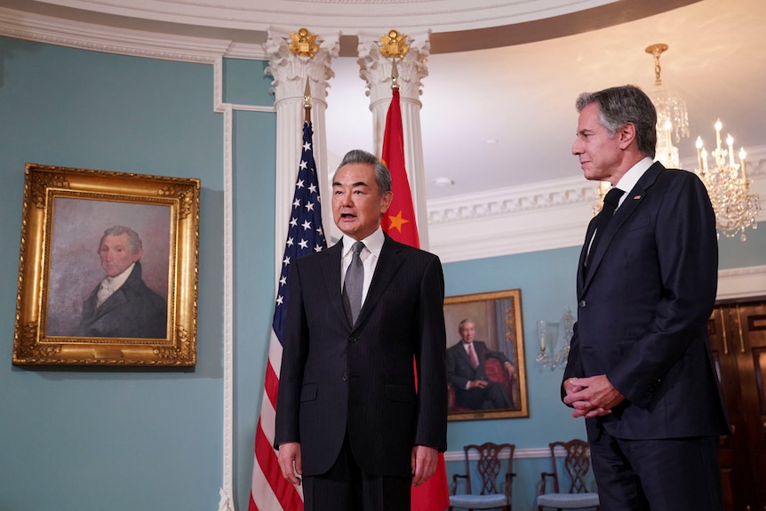 U.S. Secretary of State Antony Blinken meets with Chinese Foreign Minister Wang Yi.