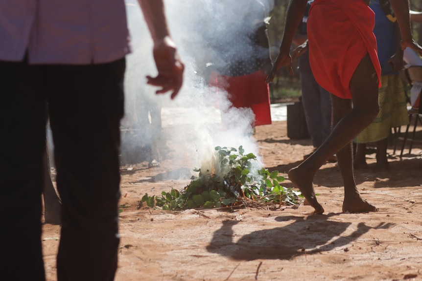 A smoking ceremony at Pitjamirra on the Tiwi Islands.