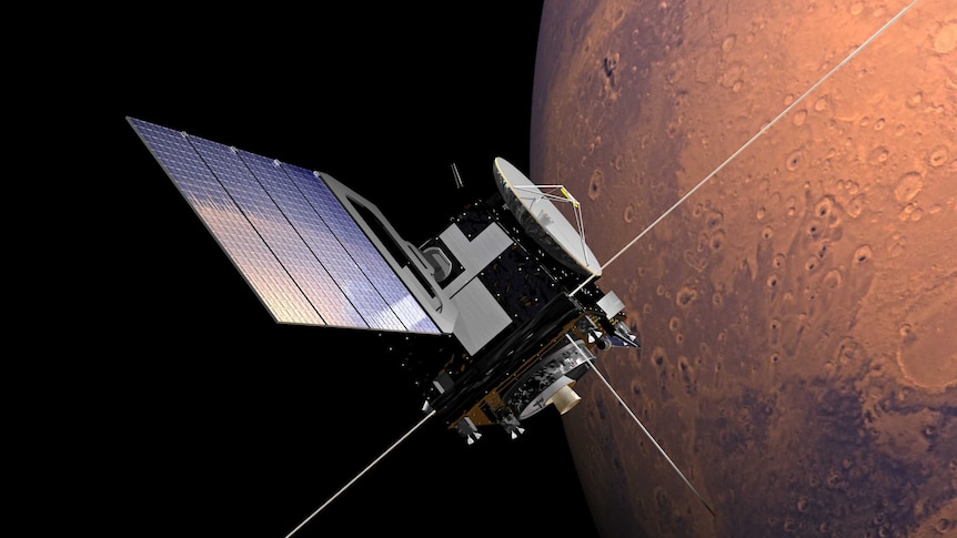 Artists impression of Mars Express above Mars