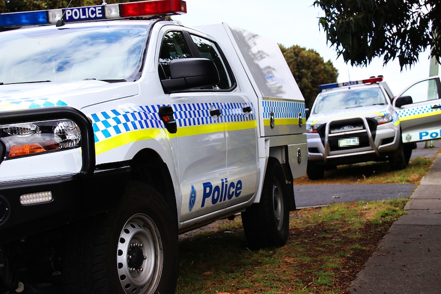 Tasmania Police vehicles.