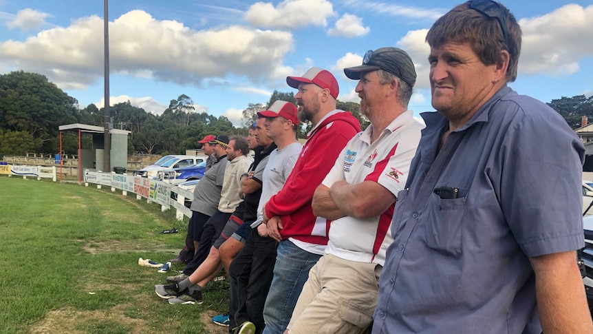 Footy supporters watching pre-season training at the Fish Creek Football.