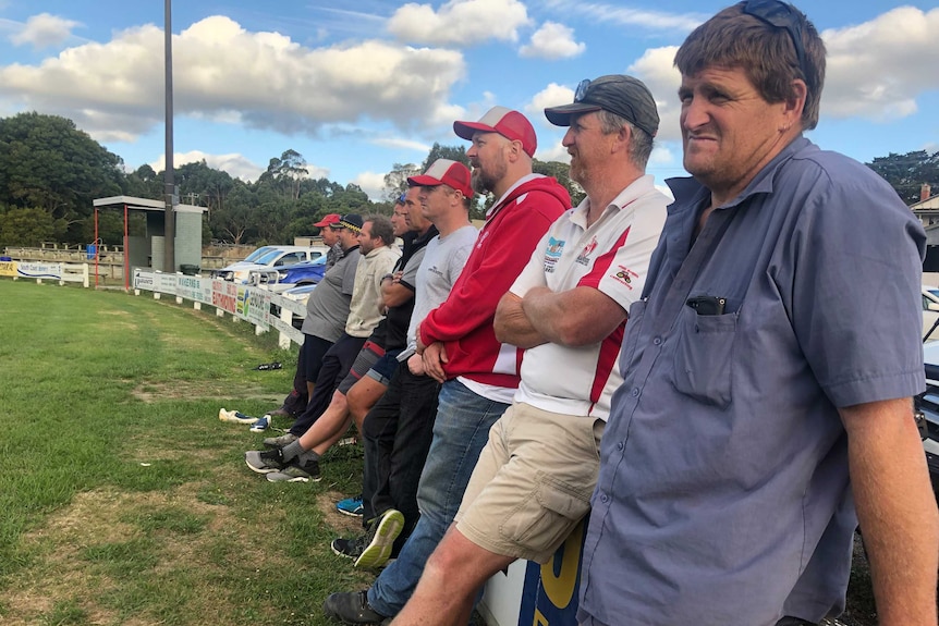 Footy supporters watching pre-season training at the Fish Creek Football.