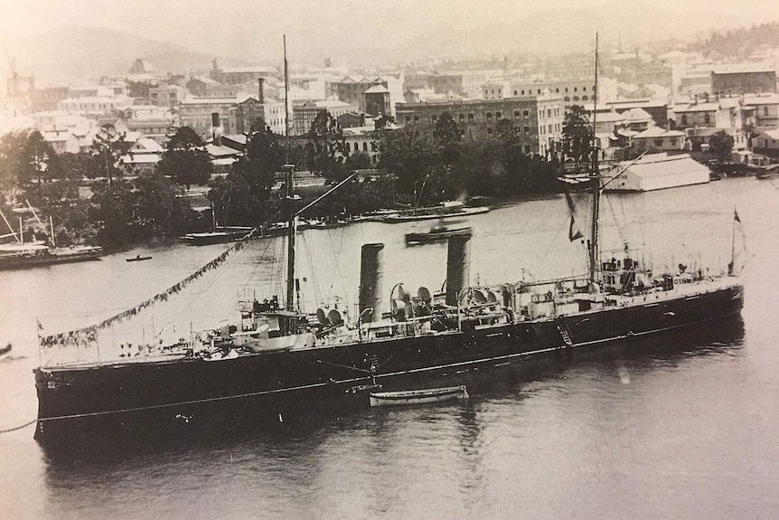 A big ship on the Brisbane River in the 1930s