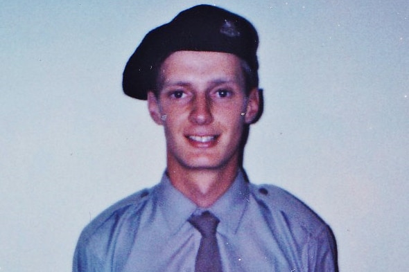 A 1972 polaroid photo of a man wearing Australian army uniform.