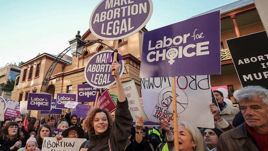 Supporters of the bill campaigning outside NSW State Parliament.