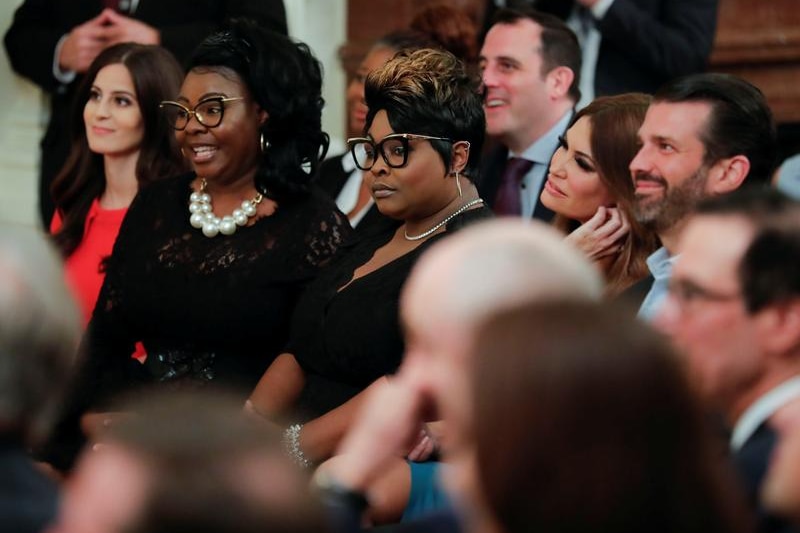 In the seated crowd: Lila Rose, Lynnette Hardaway and Rochelle Richardson, Kimberly Guilfoyle and Donald Trump Jr