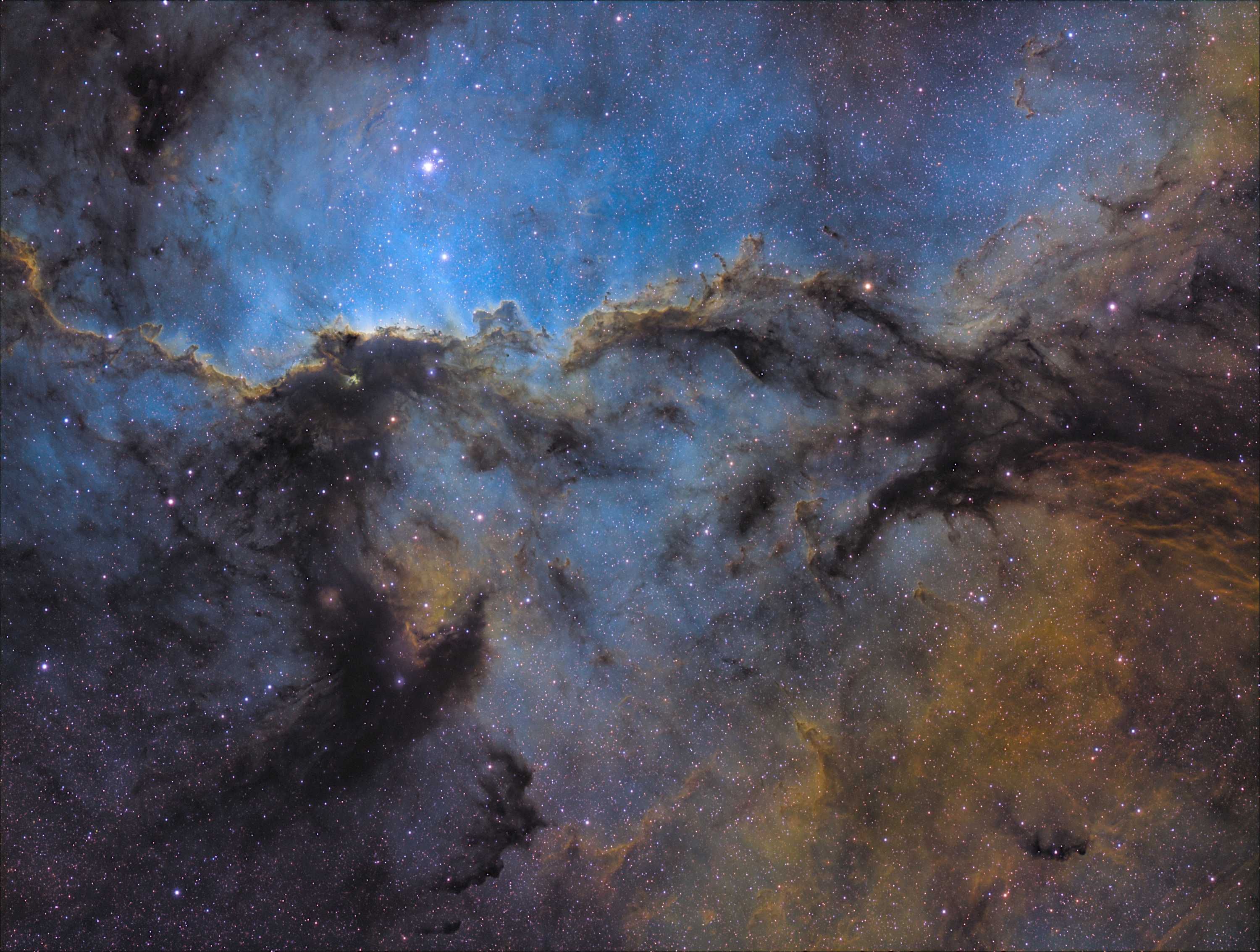 A gas and dust emission nebula in space.