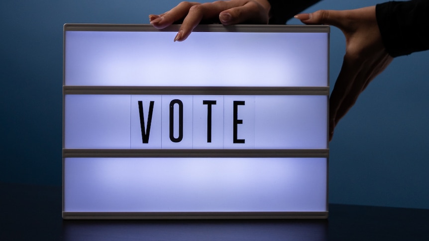 Electronic light box with vote sign