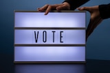 Electronic light box with vote sign