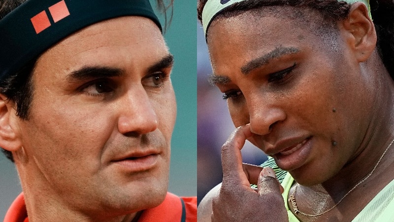 A composite image of Serena Williams and Roger Federer at the French Open.