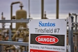 'Danger' sign on a methane well near Narrabri