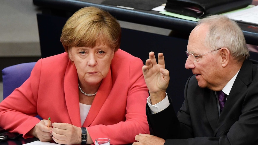 German chancellor Angela Merkel with finance minister Wolfgang Schaeuble