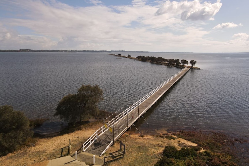 An aerial photo of a jetty