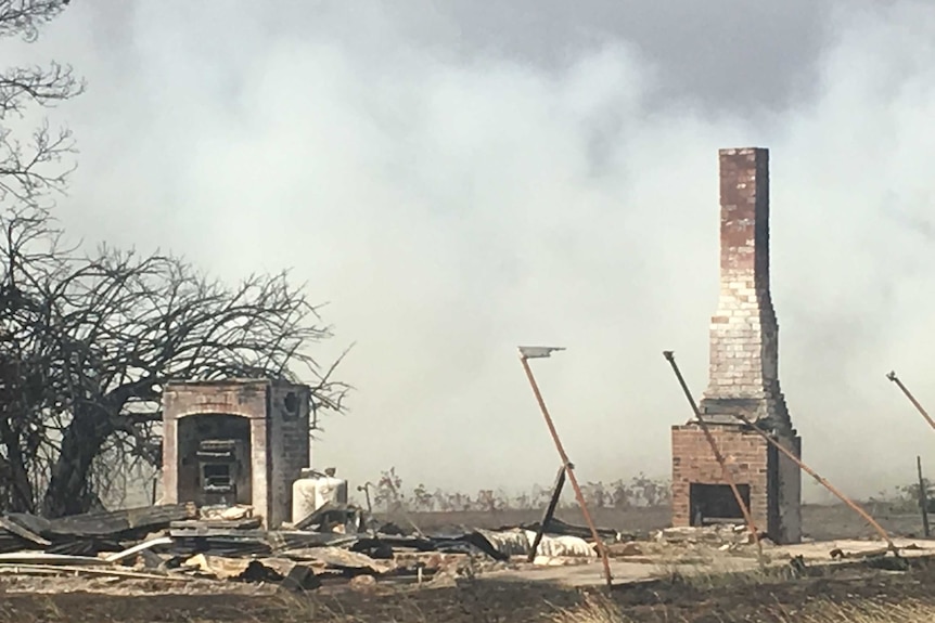 The ruins of a house destroyed by fire at Terang, in western Victoria on March 18, 2018.
