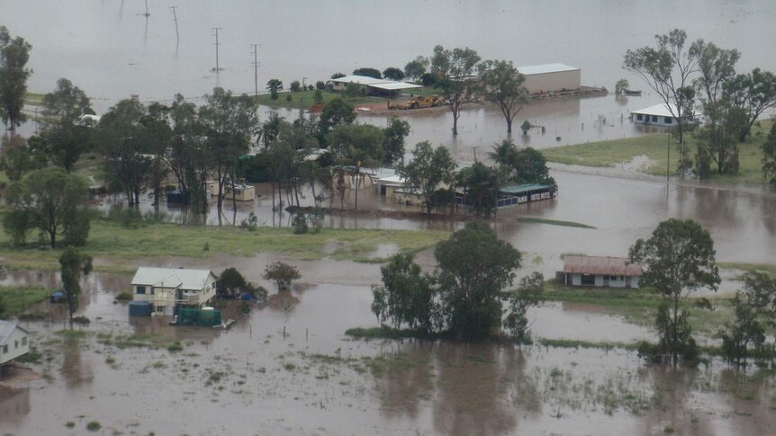 Flooded town of Jambin, south of Rockhampton in central Queensland, on February 21, 2015