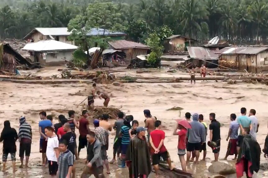 Raging floodwaters in Philippines
