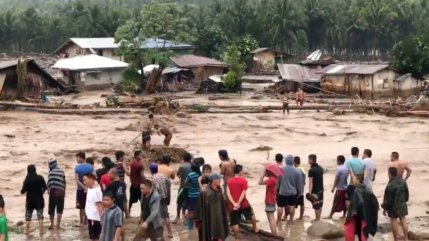 Raging floodwaters in Philippines