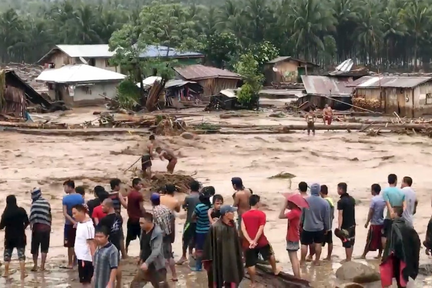 Raging floodwaters in Philippines