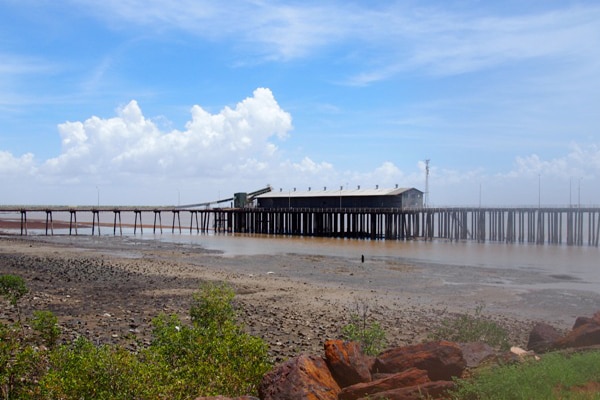 At low tide the wharf perches atop it's long and exposed legs.