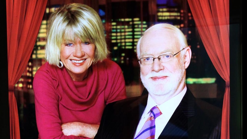Margaret Pomeranz and David Stratton on the poster commemorating their 25 years as co-hosts