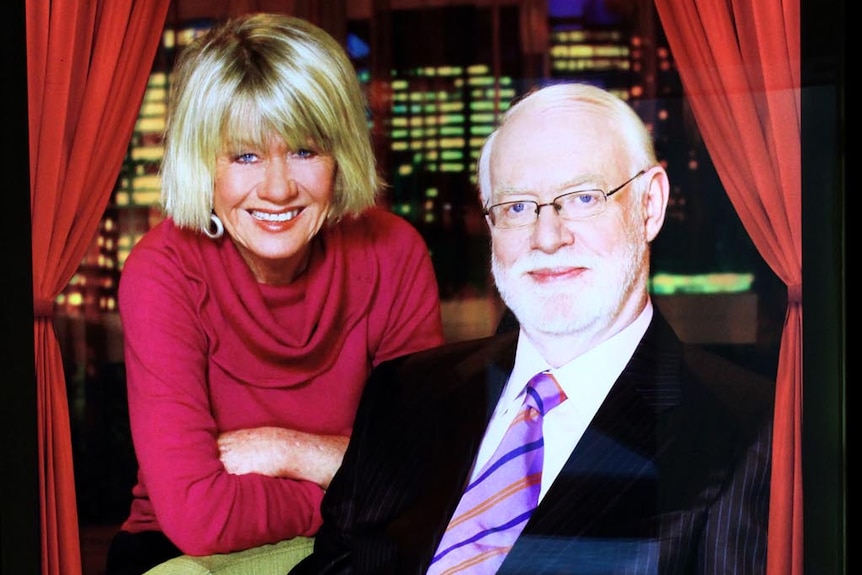Margaret Pomeranz and David Stratton on the poster commemorating their 25 years as co-hosts