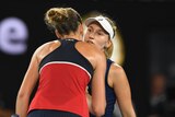Daria Gavrilova congratulates Karolina Pliskova after her Australian Open fourth-round win