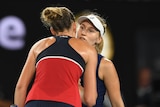 Daria Gavrilova congratulates Karolina Pliskova after her Australian Open fourth-round win