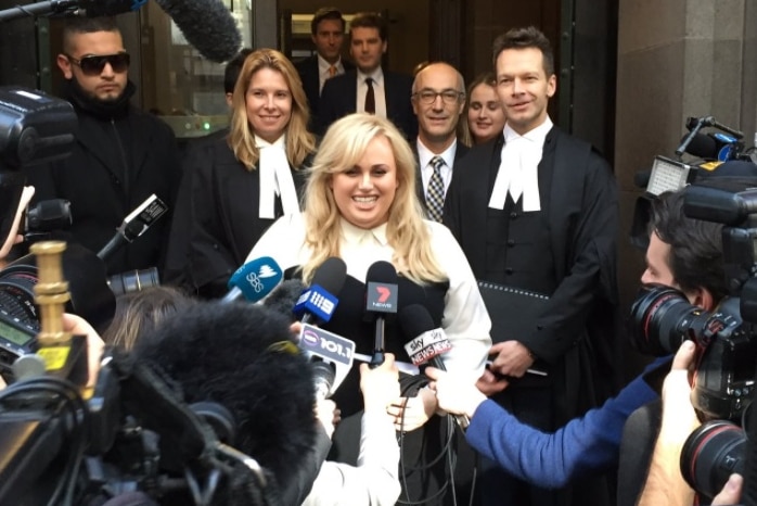 Rebel Wilson outside court