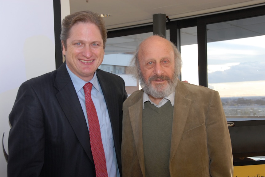 'The Airport Economist' Tim Harcourt with his father Geoff.