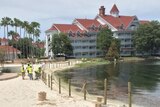Barriers are installed at the Disney's Grand Floridian Resort and Spa where a two-year-old boy was taken by an alligator.